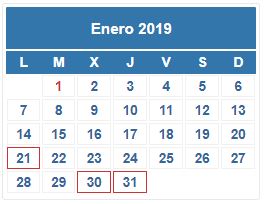CALENDARIO DEL CONTRIBUYENTE. ENERO 2019