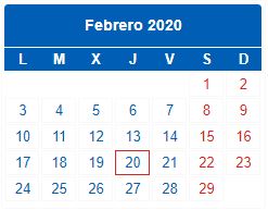 CALENDARIO DEL CONTRIBUYENTE. FEBRERO 2020