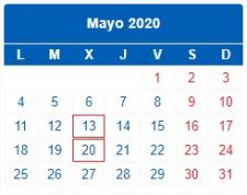 CALENDARIO DEL CONTRIBUYENTE. MAYO 2020