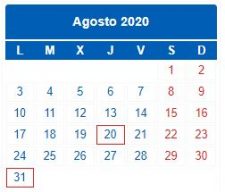 CALENDARIO DEL CONTRIBUYENTE. AGOSTO 2020
