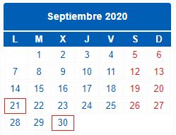 CALENDARIO DEL CONTRIBUYENTE. SEPTIEMBRE 2020