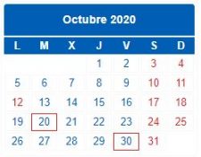 CALENDARIO DEL CONTRIBUYENTE. OCTUBRE 2020