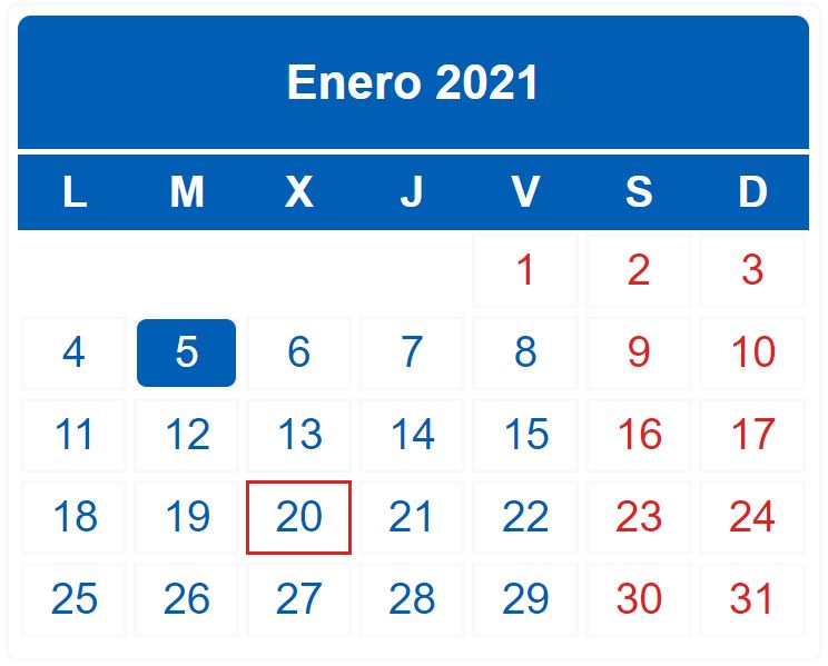 CALENDARIO DEL CONTRIBUYENTE. ENERO 2021