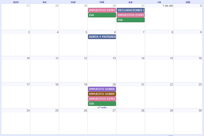 CALENDARIO CONTRIBUYENTE. ABRIL 2022