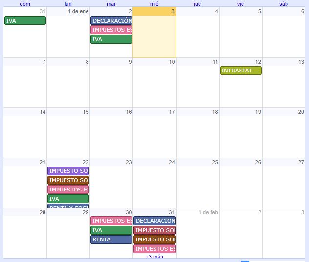 CALENDARIO DEL CONTRIBUYENTE: ENERO 2024