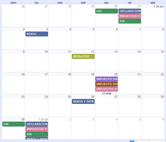 CALENDARIO CONTRIBUYENTE. JUNIO 2024