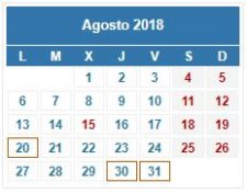 CALENDARIO DEL CONTRIBUYENTE. AGOSTO 2018