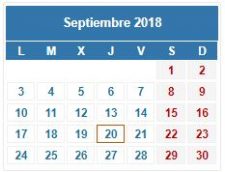 CALENDARIO CONTRIBUYENTE. SEPTIEMBRE 2018