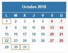 CALENDARIO DEL CONTRIBUYENTE. OCTUBRE 2018